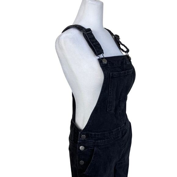 Old Navy Sz 4 OG Straight Black Washed Ripped Jean Overalls Stretchy Mom Jean - Picture 5 of 16